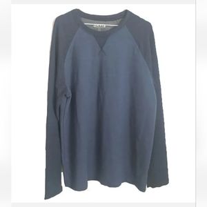 Orvis Pullover Slub Knit Raglan Sweater Baseball Blue Navy Colorblock Gorp